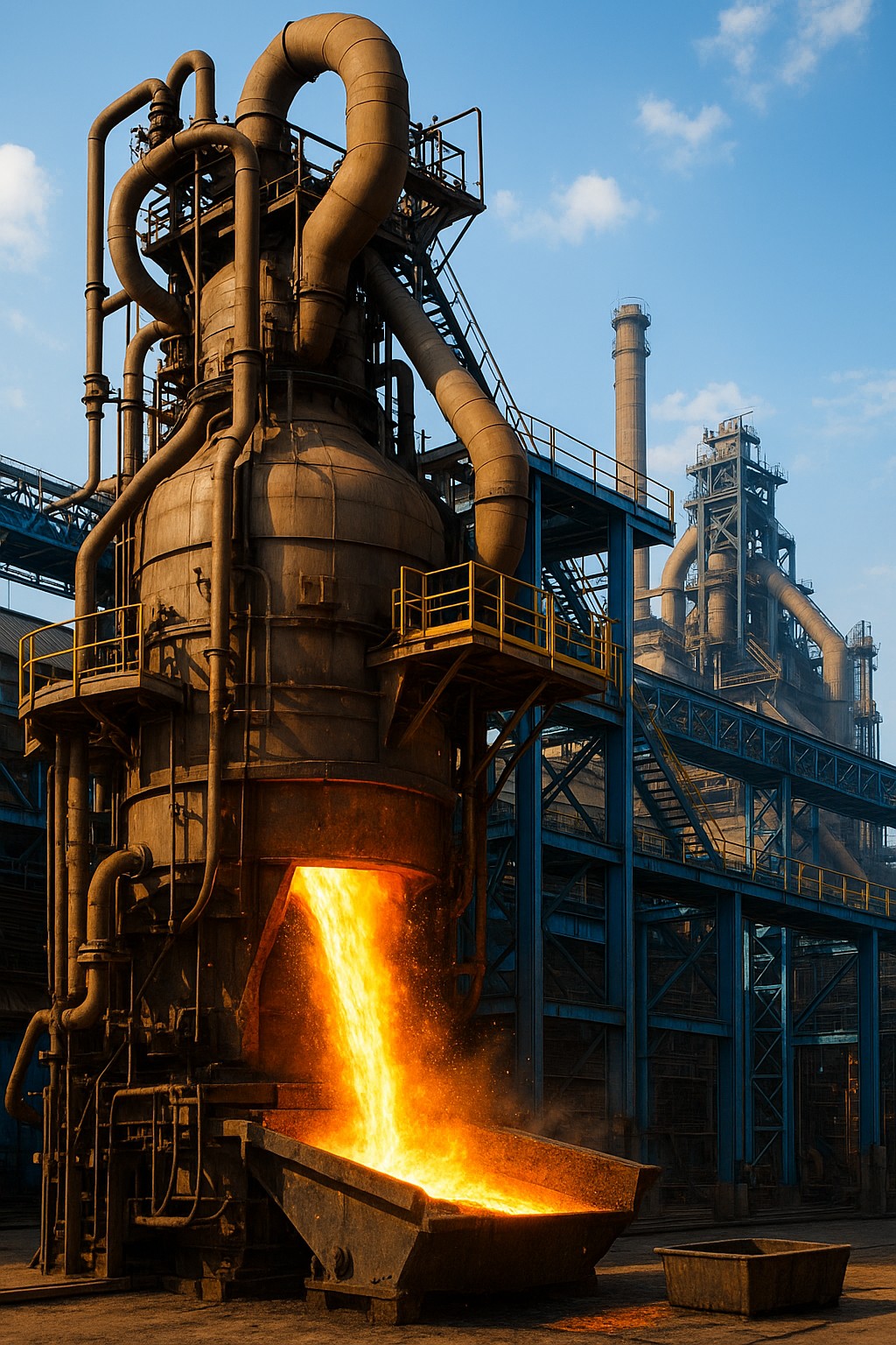 Blast furnace in steel manufacturing facility